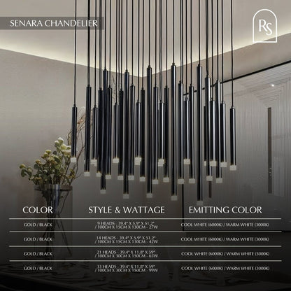 Elegant Senara Chandelier by Residence Supply with multiple light fixtures and intricate metal design for luxurious lighting.