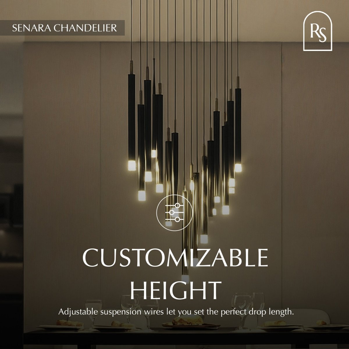 Elegant Senara Chandelier by Residence Supply with multiple hanging glass orbs and a modern metal frame.