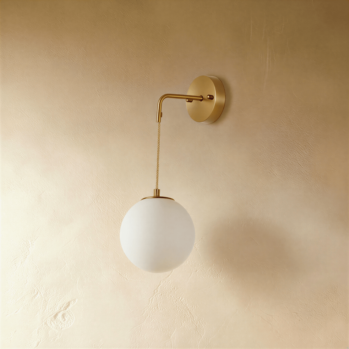 Modern Sfera Wall Lamp by Residence Supply with spherical glass shade and sleek metal arm, perfect for contemporary interior lighting.