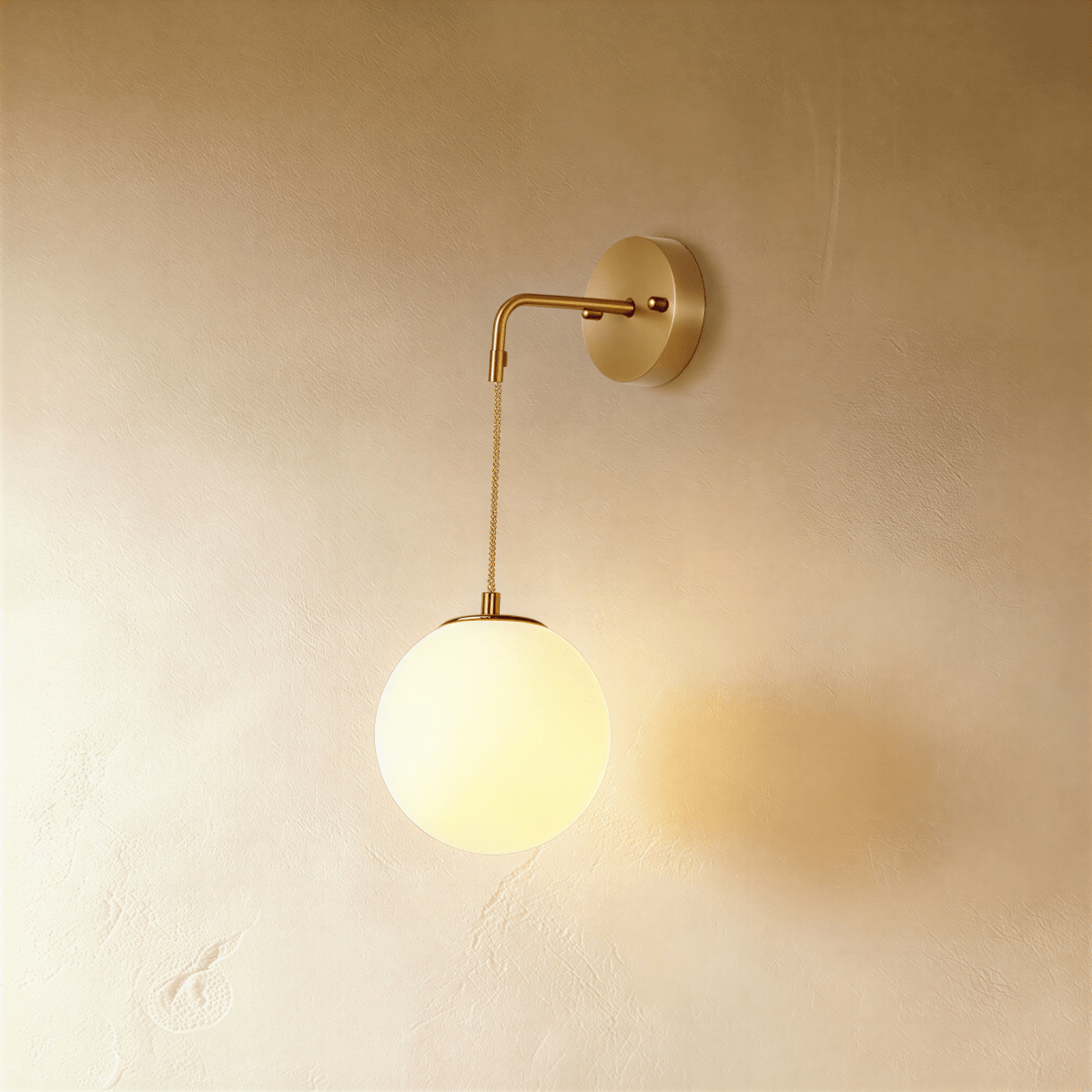 Sfera wall lamp by Residence Supply featuring a modern spherical design with a sleek metal finish and mounted on a wall.