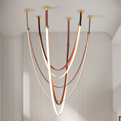 Elegant Shalom Leather Chandelier by Residence Supply featuring leather accents and intricate design for stylish lighting.