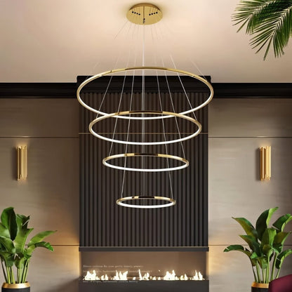 Shalom Round Chandelier by Residence Supply featuring a circular design with multiple light bulbs and elegant metal frame.