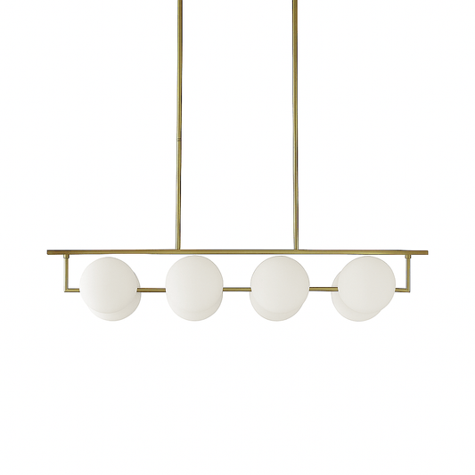Shams Linear Chandelier by Residence Supply featuring sleek metal frame and multiple light bulbs for modern home lighting.