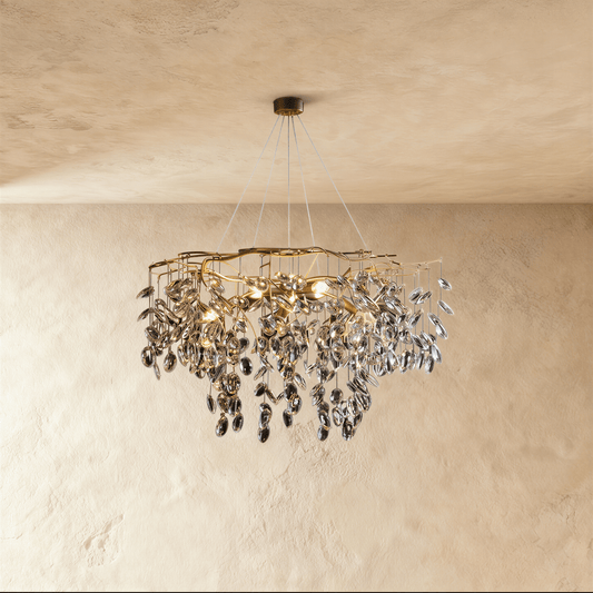 Elegant Sharru Chandelier by Residence Supply featuring intricate metalwork and multiple light fixtures for a sophisticated look.