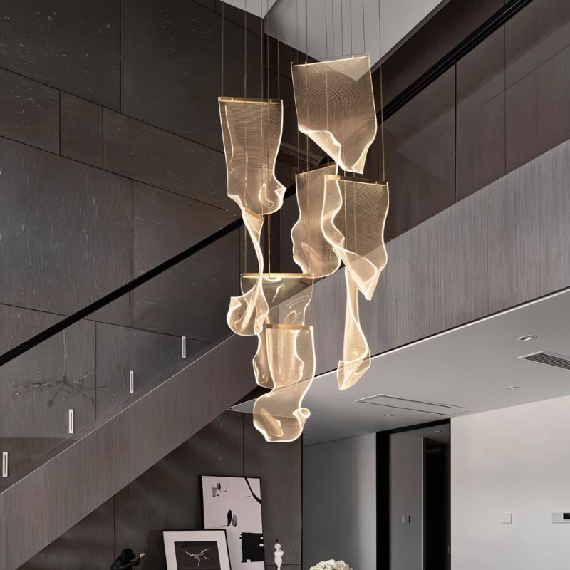Rectangular Sheets Chandelier from Residence Supply featuring modern ceiling mount design with multiple layered sheets.
