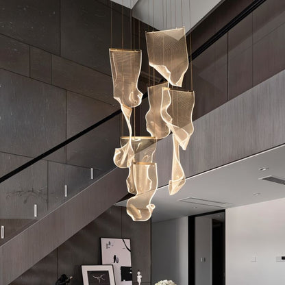 Rectangular Sheets Chandelier from Residence Supply featuring modern ceiling mount design with multiple layered sheets.