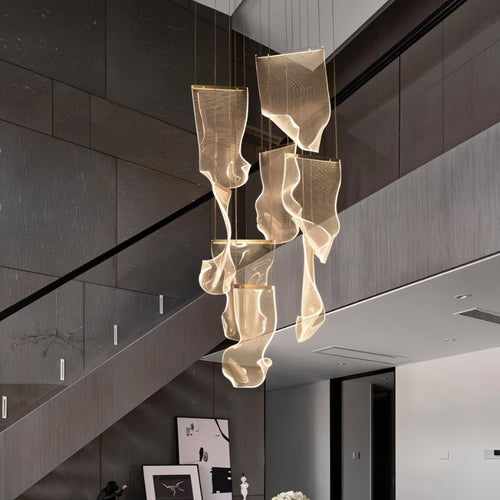 Rectangular Sheets Chandelier from Residence Supply featuring modern ceiling mount design with multiple layered sheets.