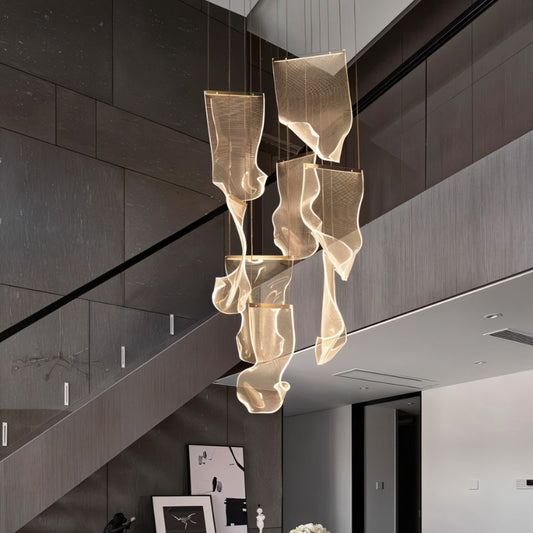 Rectangular Sheets Chandelier from Residence Supply featuring modern ceiling mount design with multiple layered sheets.