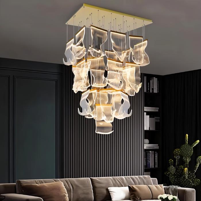 Rectangle Sheets Chandelier ceiling mount by Residence Supply featuring modern design and multiple sheet-like light panels.