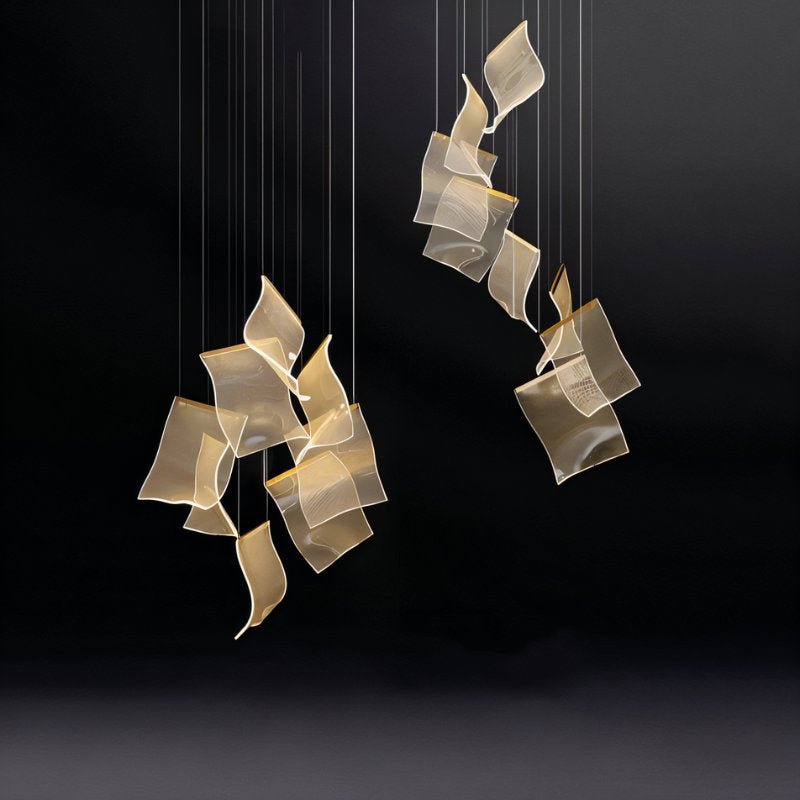 Rectangle Sheets Chandelier by Residence Supply featuring a modern ceiling mount design with layered glass sheets.
