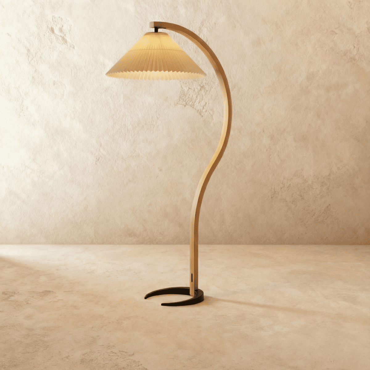 Modern Skiastro Floor Lamp by Residence Supply with sleek metal stand and white fabric shade, ideal for living room or reading space.