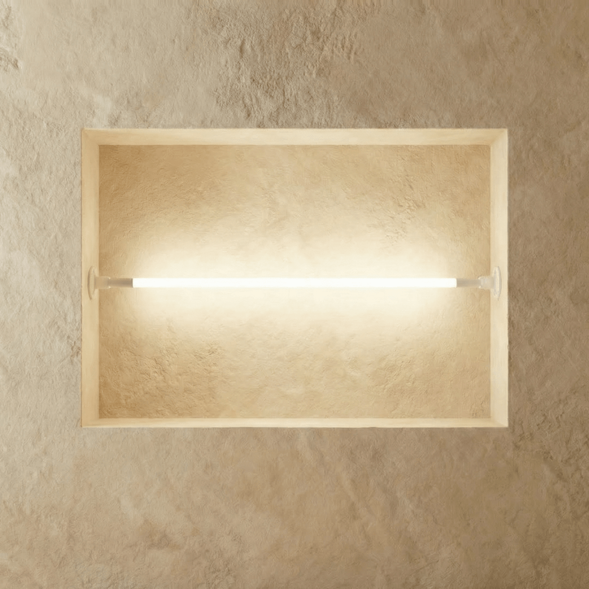 Modern Skyline Wall Lamp by Residence Supply mounted on a wall, featuring sleek metal design and ambient lighting.