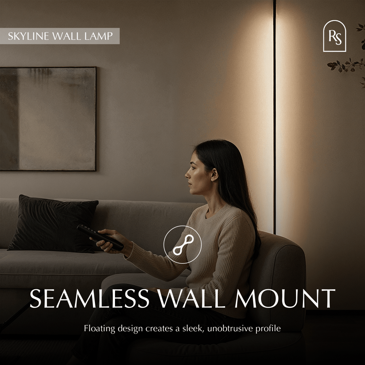 Residence Supply Skyline Wall Lamp featuring a sleek metal design with a curved arm and modern lighting for contemporary interiors.