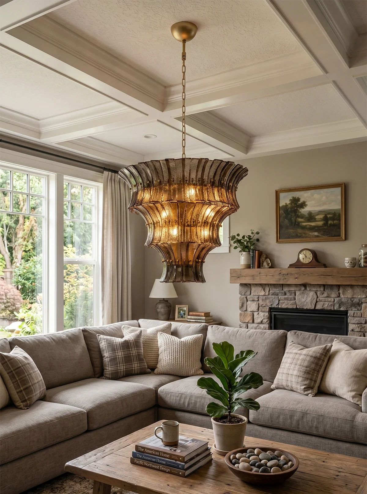 Smoke Gray Calyra Tiered Glass Chandelier