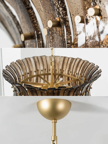 Smoke Gray Calyra Tiered Glass Chandelier