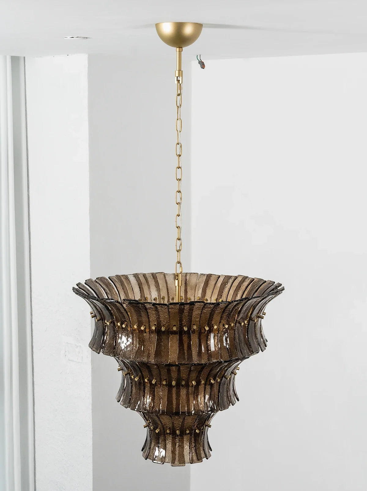 Smoke Gray Calyra Tiered Glass Chandelier