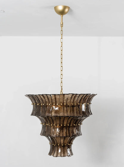 Smoke Gray Calyra Tiered Glass Chandelier