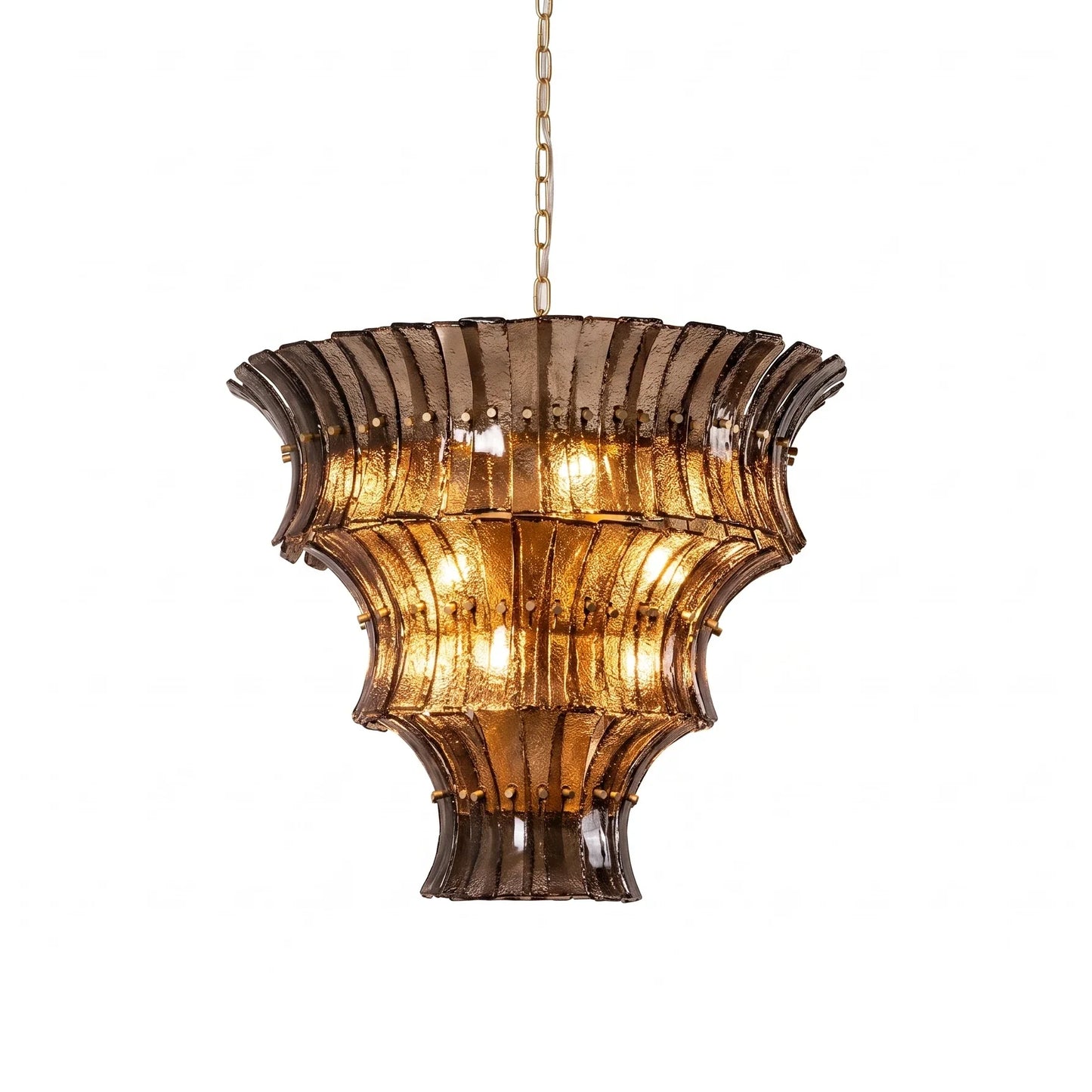 Smoke Gray Calyra Tiered Glass Chandelier