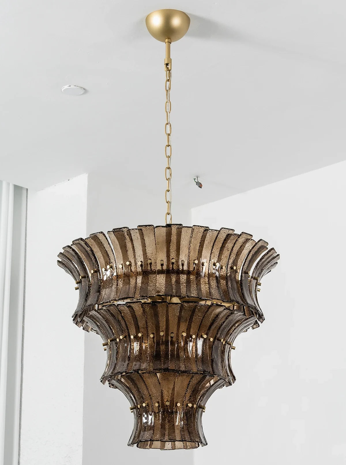 Smoke Gray Calyra Tiered Glass Chandelier