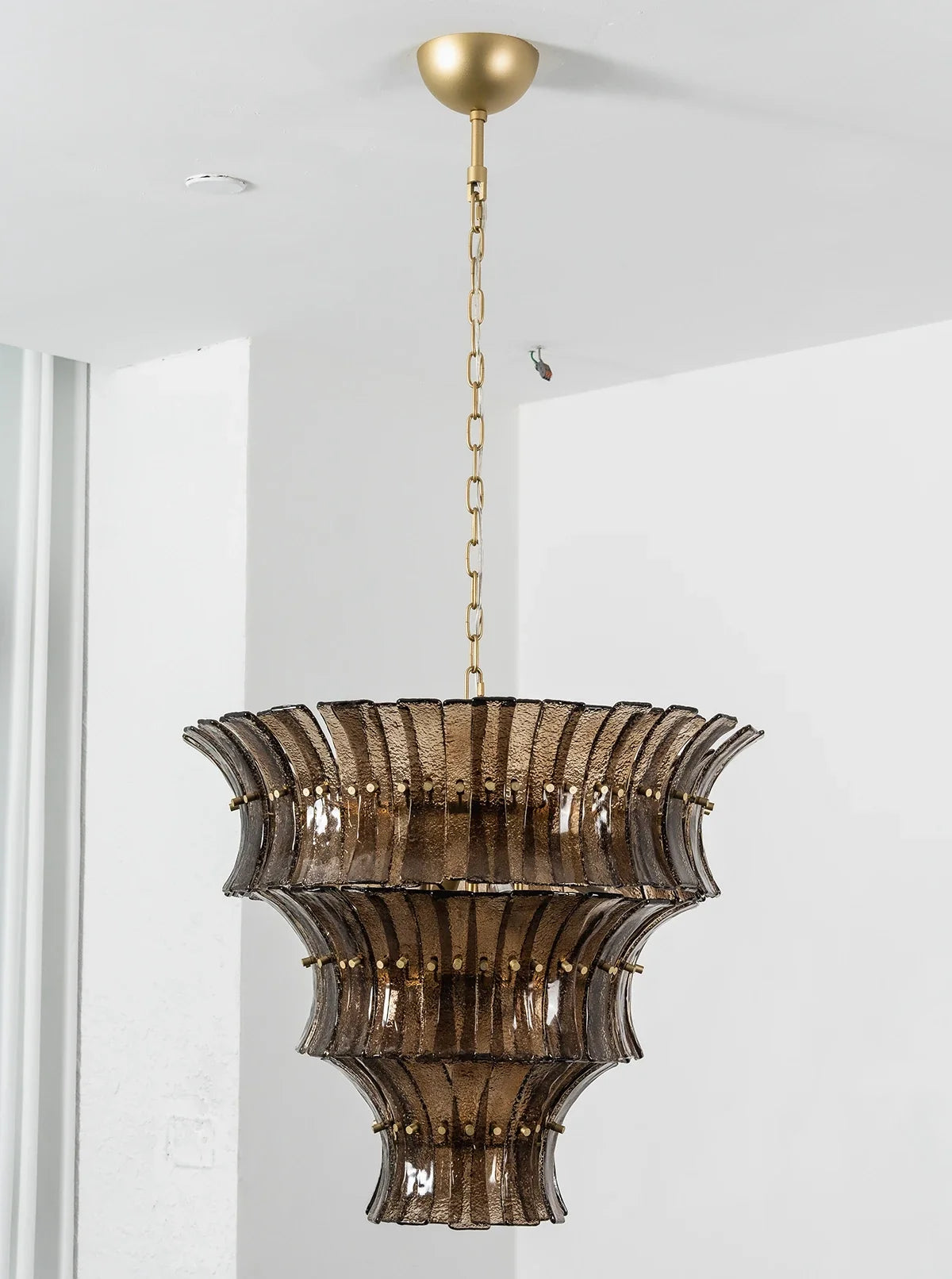 Smoke Gray Calyra Tiered Glass Chandelier