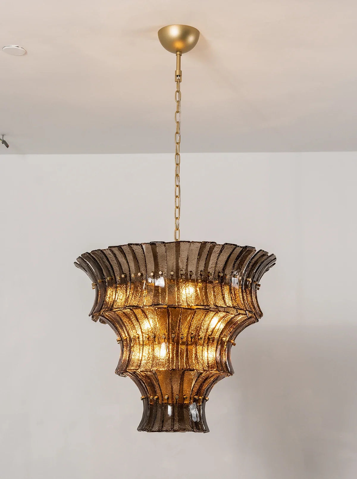 Smoke Gray Calyra Tiered Glass Chandelier