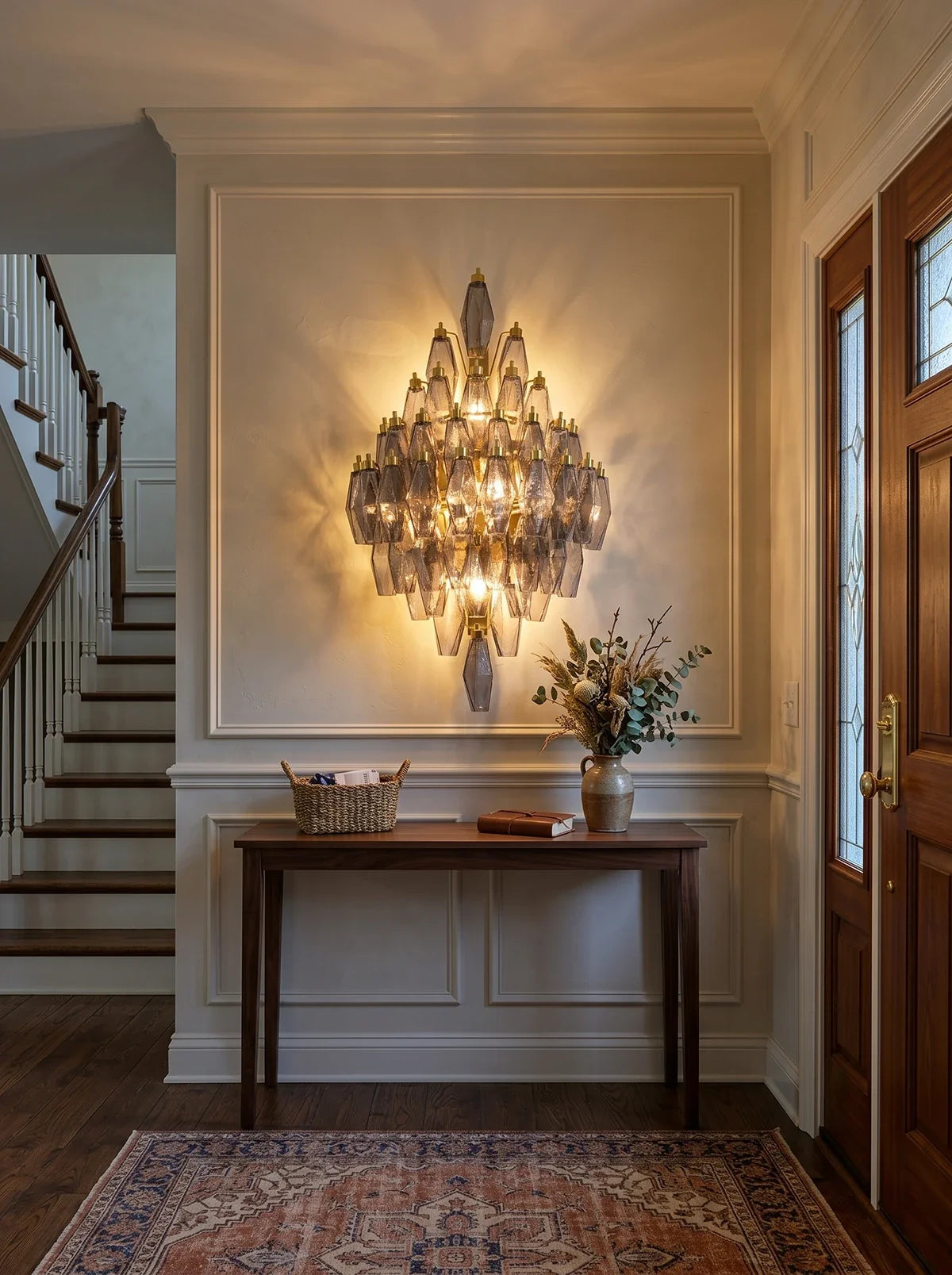 Smoked Glass Polyhedral Diamond Wall Sconce