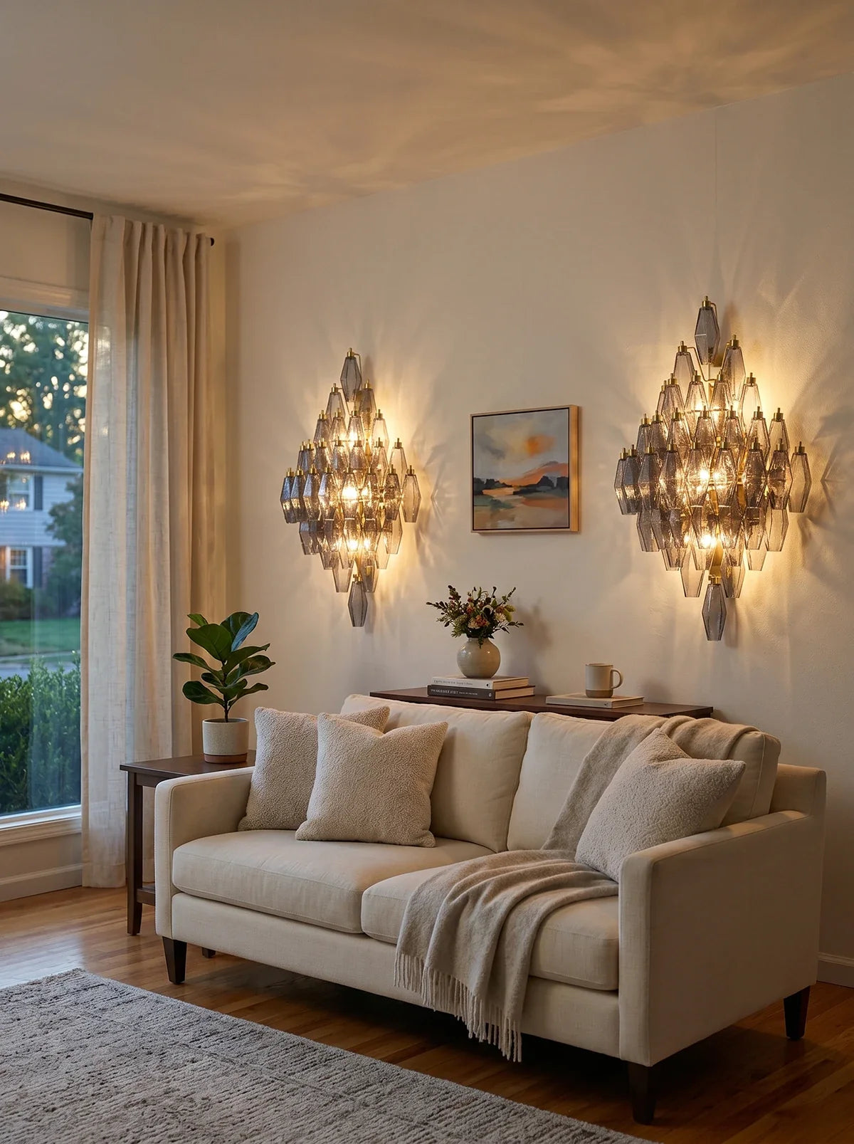 Smoked Glass Polyhedral Diamond Wall Sconce