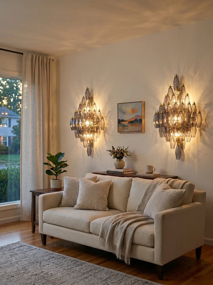 Smoked Glass Polyhedral Diamond Wall Sconce