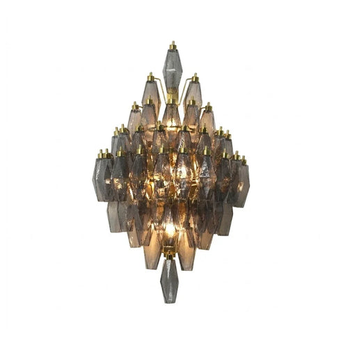 Smoked Glass Polyhedral Diamond Wall Sconce