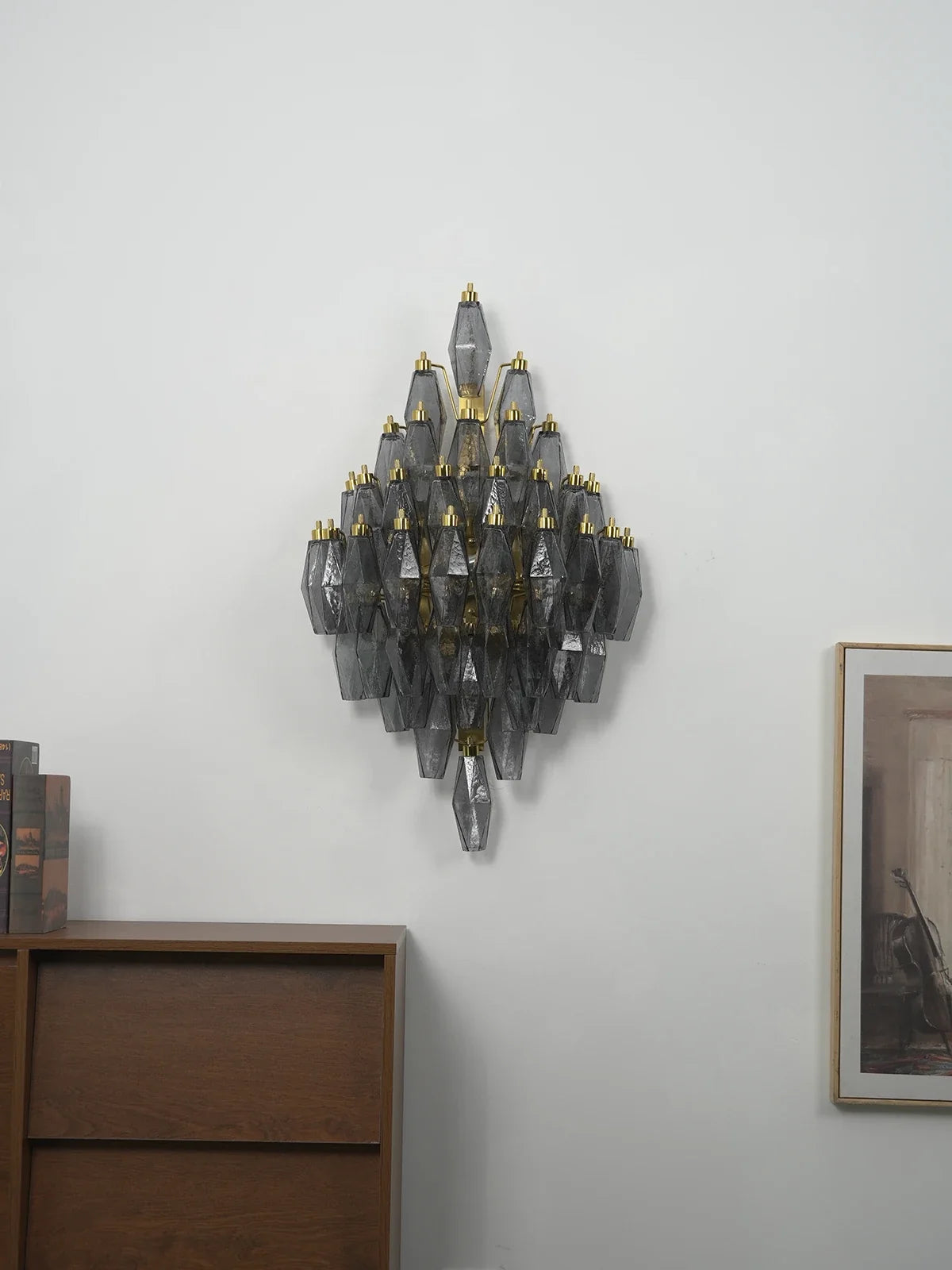 Smoked Glass Polyhedral Diamond Wall Sconce