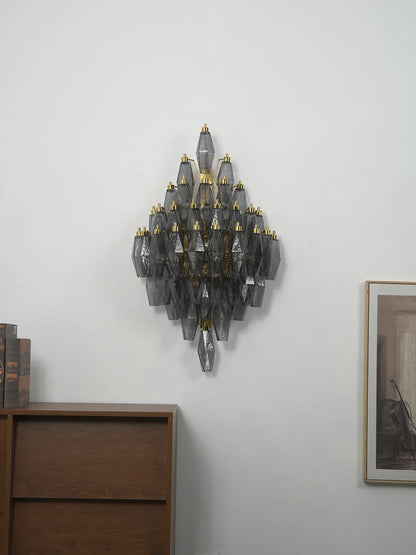 Smoked Glass Polyhedral Diamond Wall Sconce