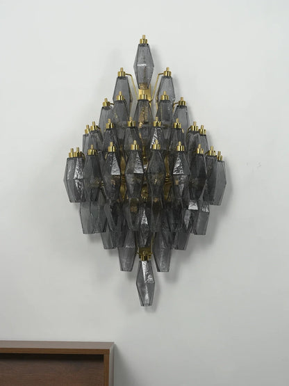Smoked Glass Polyhedral Diamond Wall Sconce