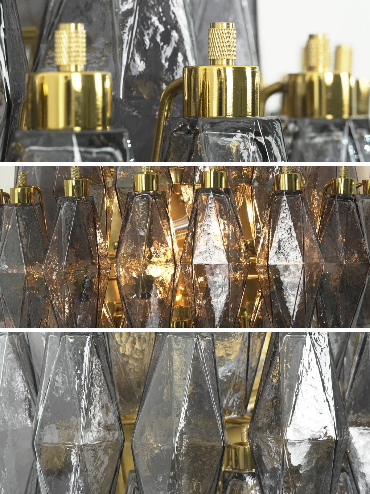 Smoked Glass Polyhedral Diamond Wall Sconce