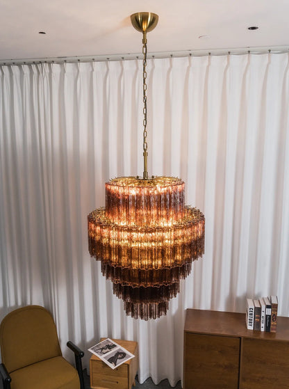 Smoked Striped Glass Tube Waterfall Chandelier