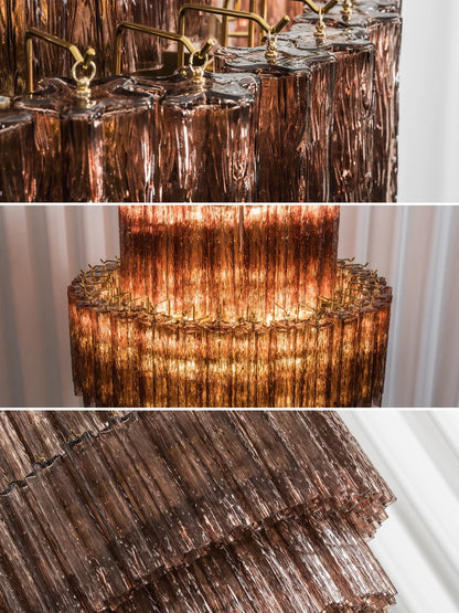 Smoked Striped Glass Tube Waterfall Chandelier