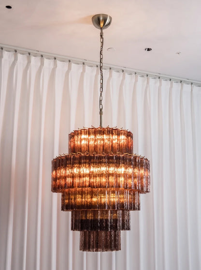 Smoked Striped Glass Tube Waterfall Chandelier