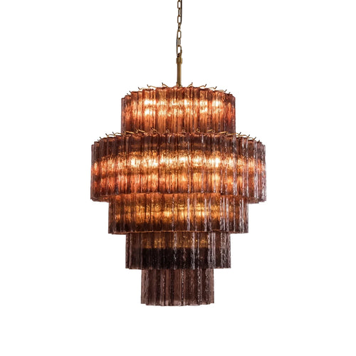 Smoked Striped Glass Tube Waterfall Chandelier