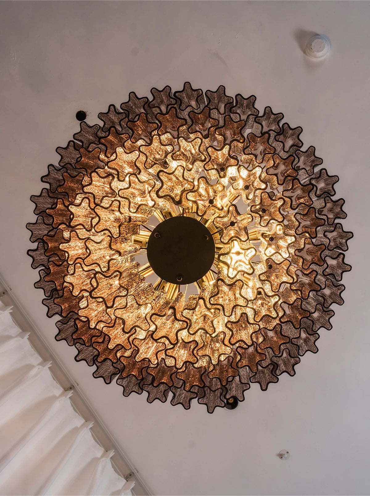 Smoked Striped Glass Tube Waterfall Chandelier