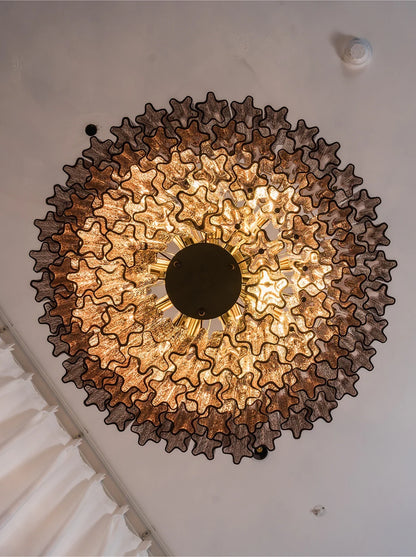 Smoked Striped Glass Tube Waterfall Chandelier