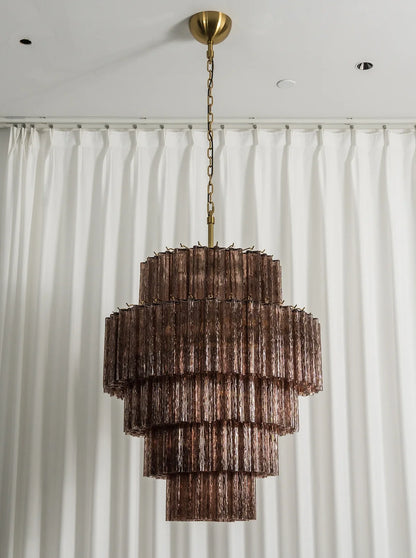 Smoked Striped Glass Tube Waterfall Chandelier