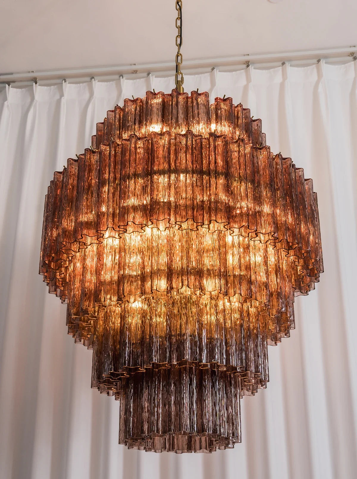 Smoked Striped Glass Tube Waterfall Chandelier