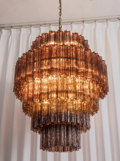 Smoked Striped Glass Tube Waterfall Chandelier