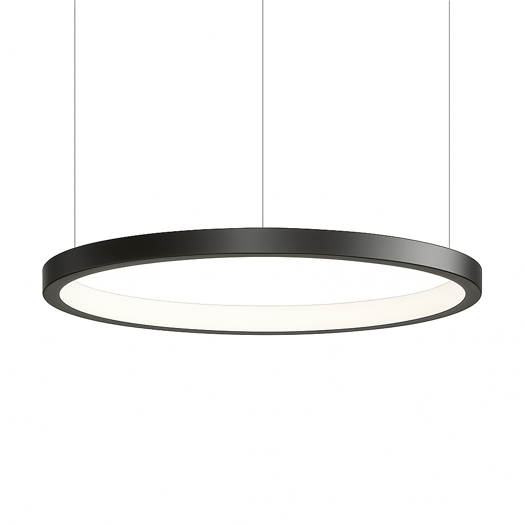 Solas Round Chandelier by Residence Supply featuring a modern circular design with multiple light bulbs and a sleek metal finish.