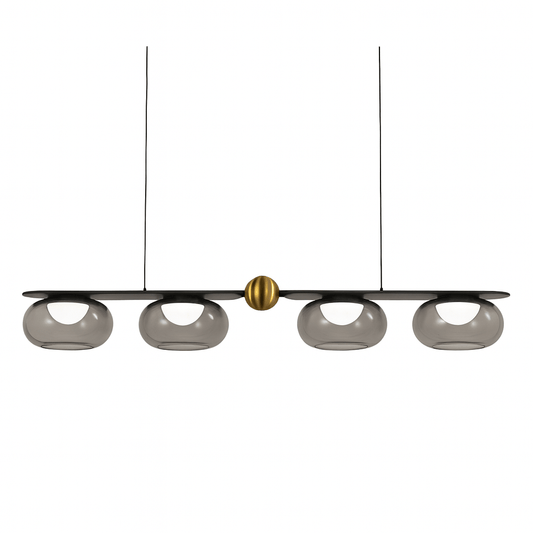 Elegant Soleil Linear Chandelier by Residence Supply with sleek metal frame and multiple light bulbs for modern lighting.
