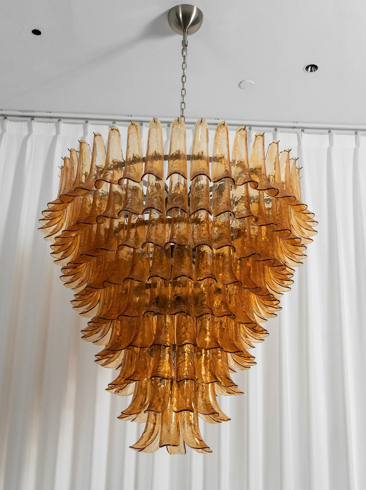 Solene Amber Glass Petal Chandelier