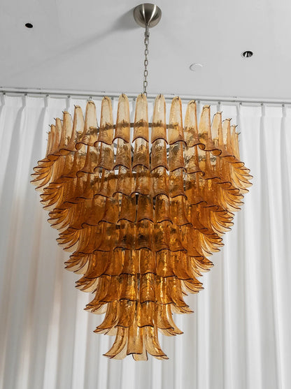 Solene Amber Glass Petal Chandelier