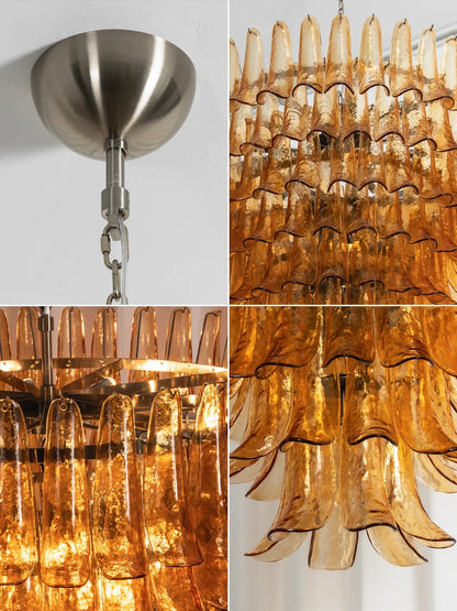 Solene Amber Glass Petal Chandelier