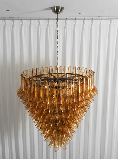 Solene Amber Glass Petal Chandelier