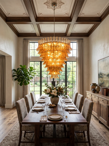 Solene Amber Glass Petal Chandelier