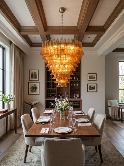 Solene Amber Glass Petal Chandelier